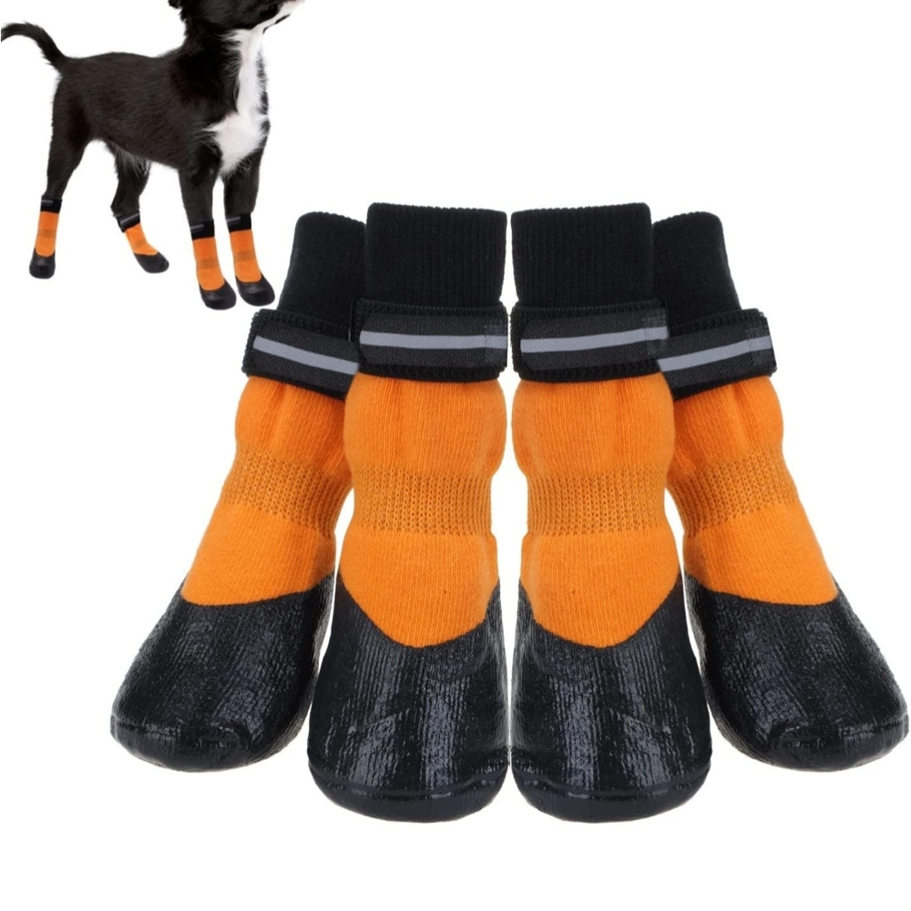 New In Bag Homimp Orange Anti-Slip Dog Socks with Reflective Adjustable Straps
